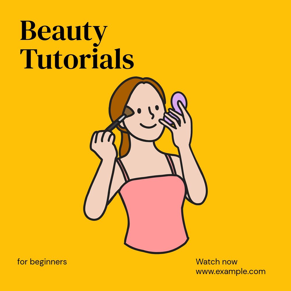 Beauty tutorials Instagram post template, editable design