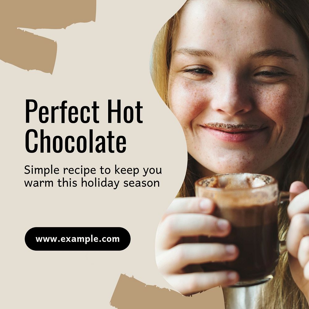 Perfect hot chocolate Instagram post template, editable text