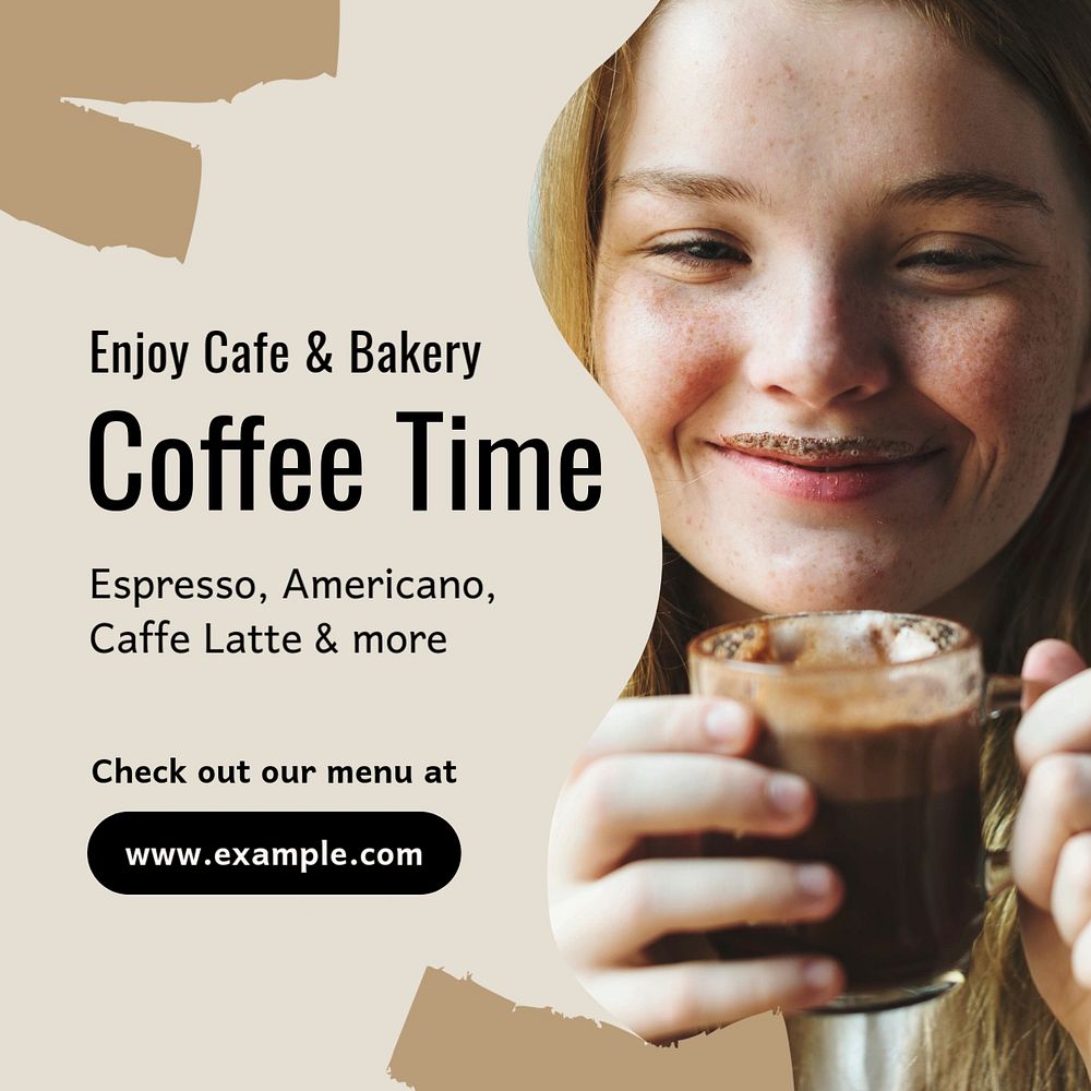 Coffee time Instagram post template, editable text