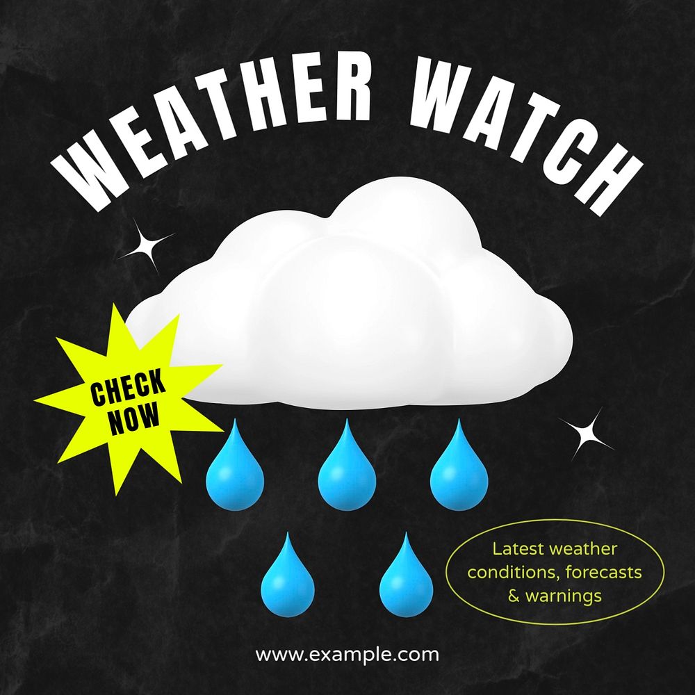 Weather watch Instagram post template, editable text