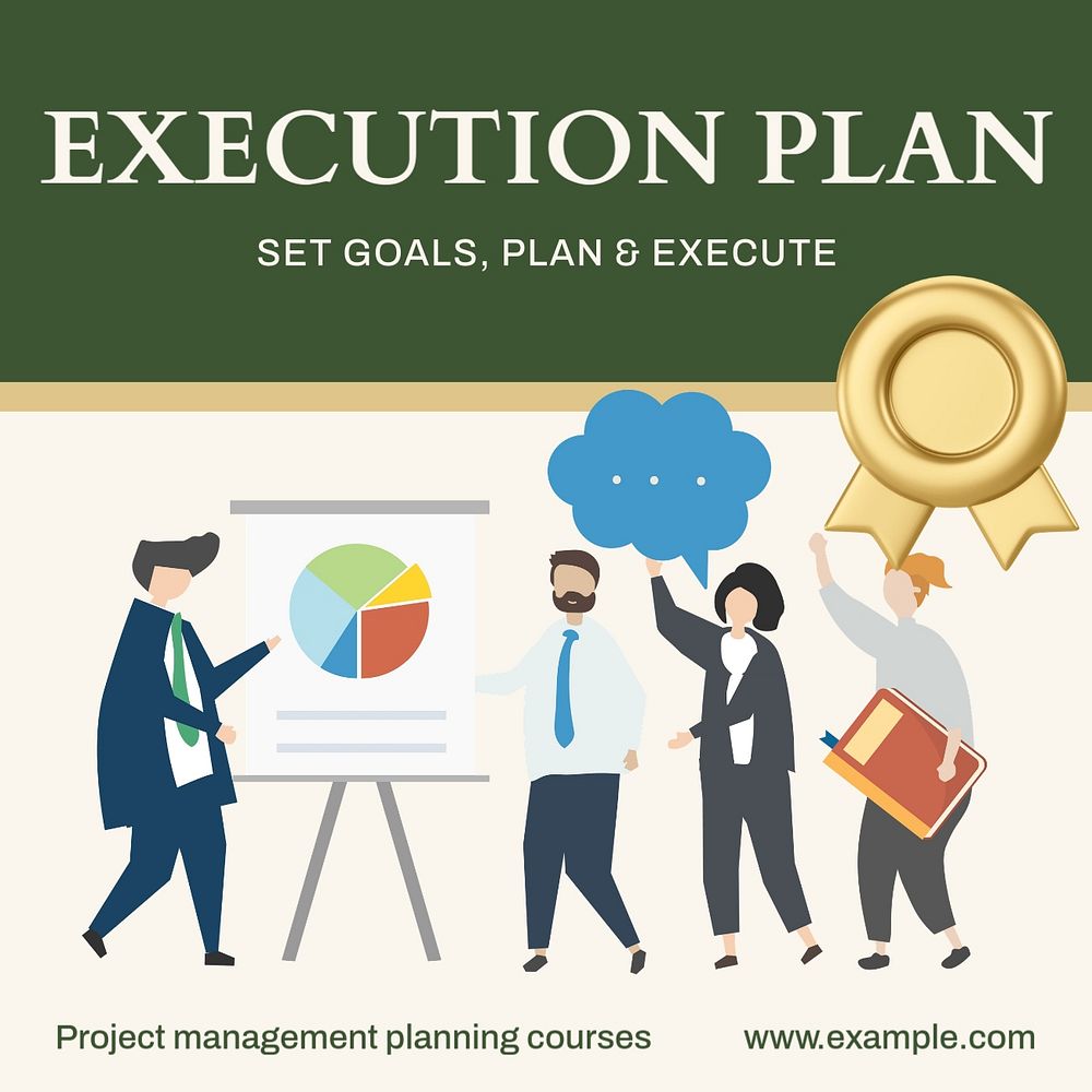 Execution plan Instagram post template, editable text