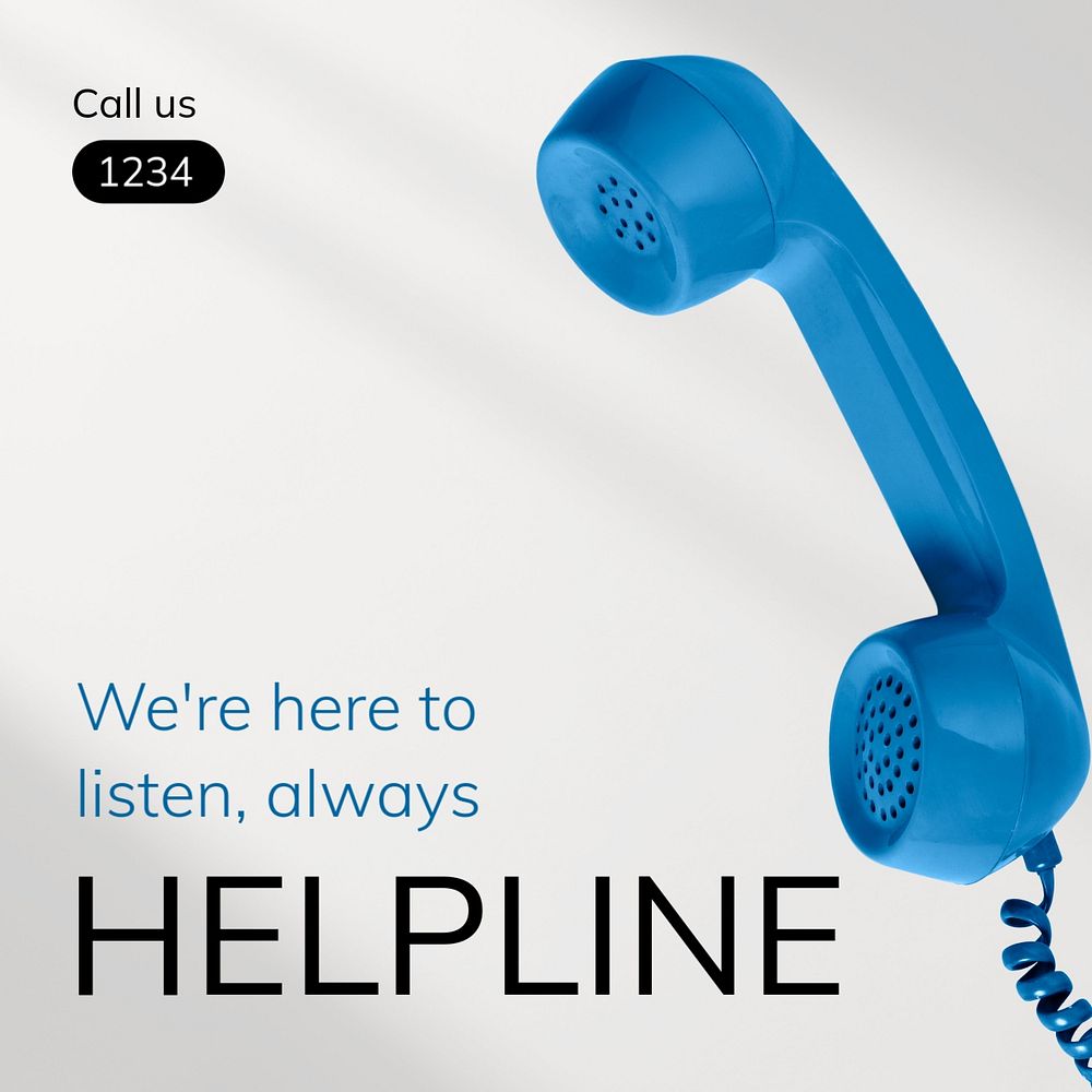 Helpline Instagram post template, editable text