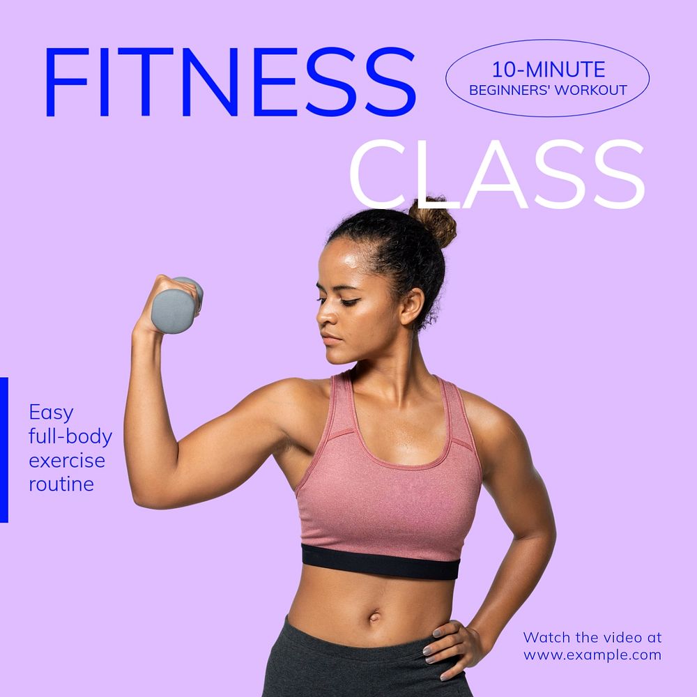 Fitness class Instagram post template, editable text