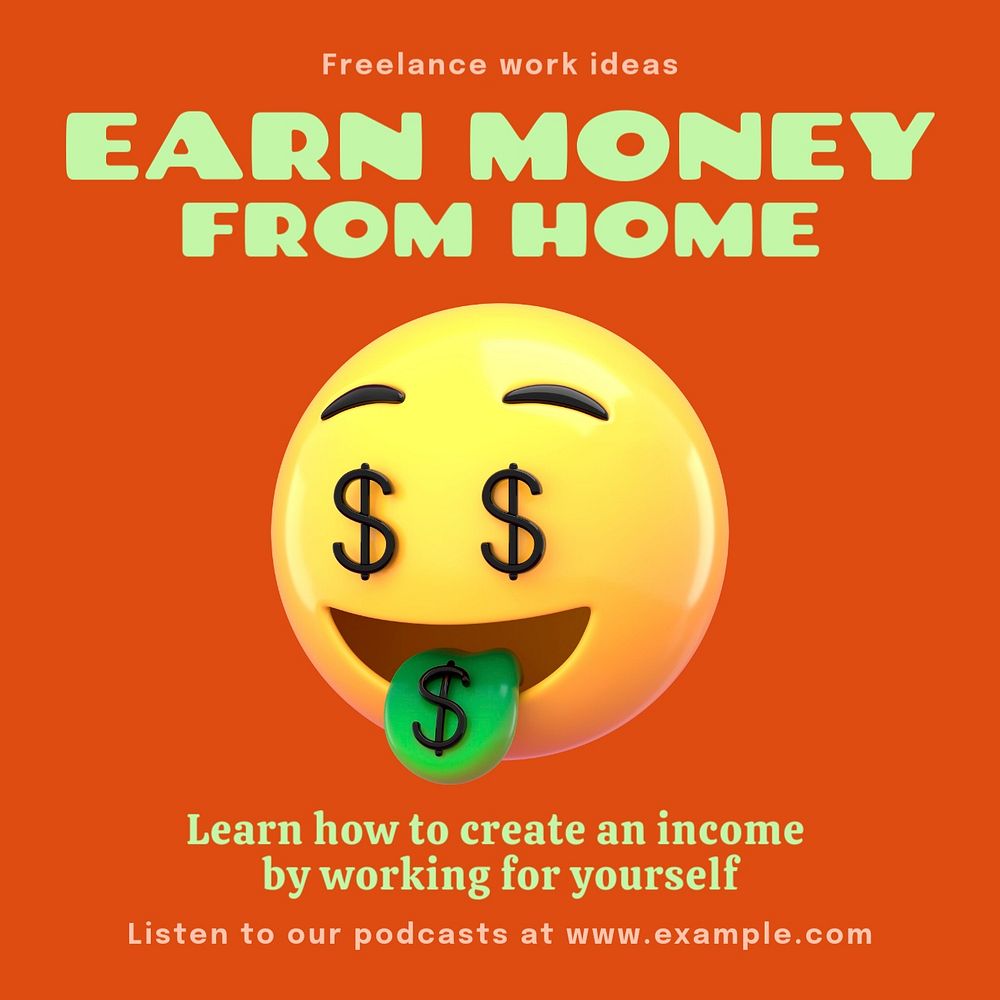 Earn money Instagram post template, editable text