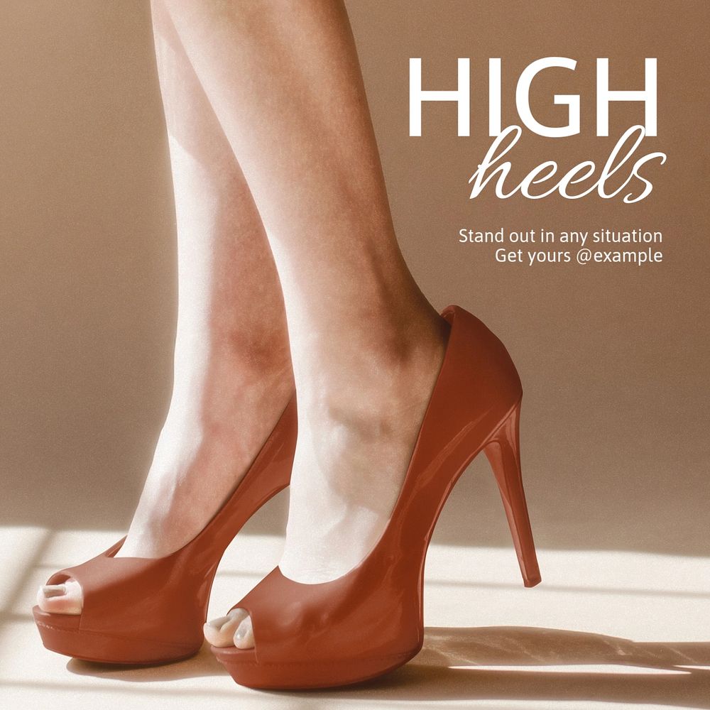 High heels Instagram post template, editable text