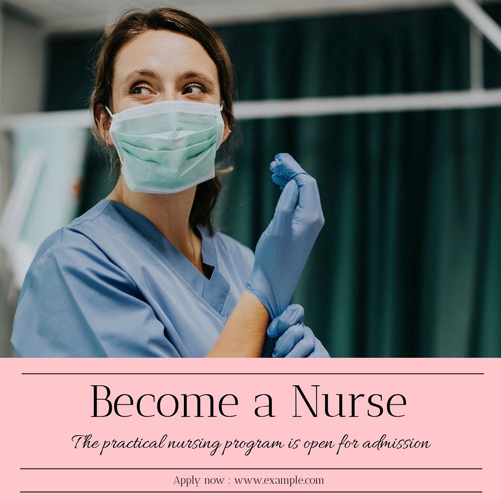 Nursing program Instagram post template, editable text