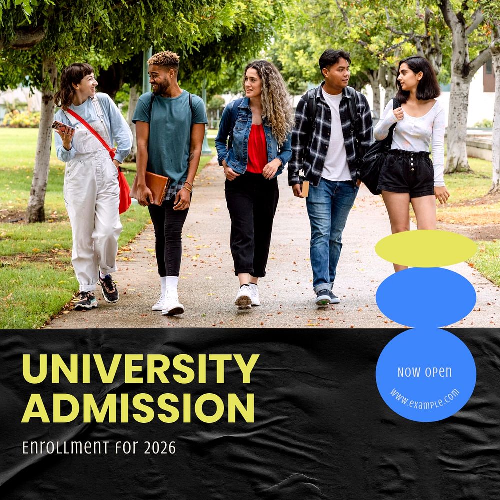 University admission  Instagram post template, editable text