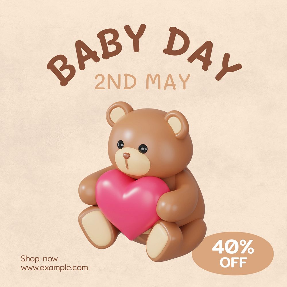 Baby Day sale Instagram post template, editable text