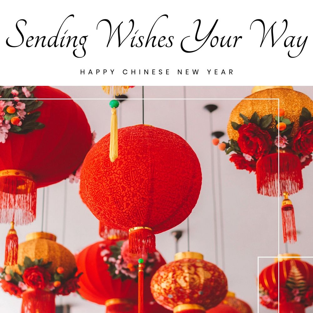 Chinese new year Instagram post template, editable text