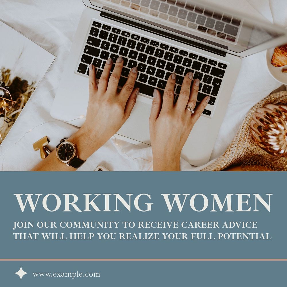 Working women Instagram post template, editable text