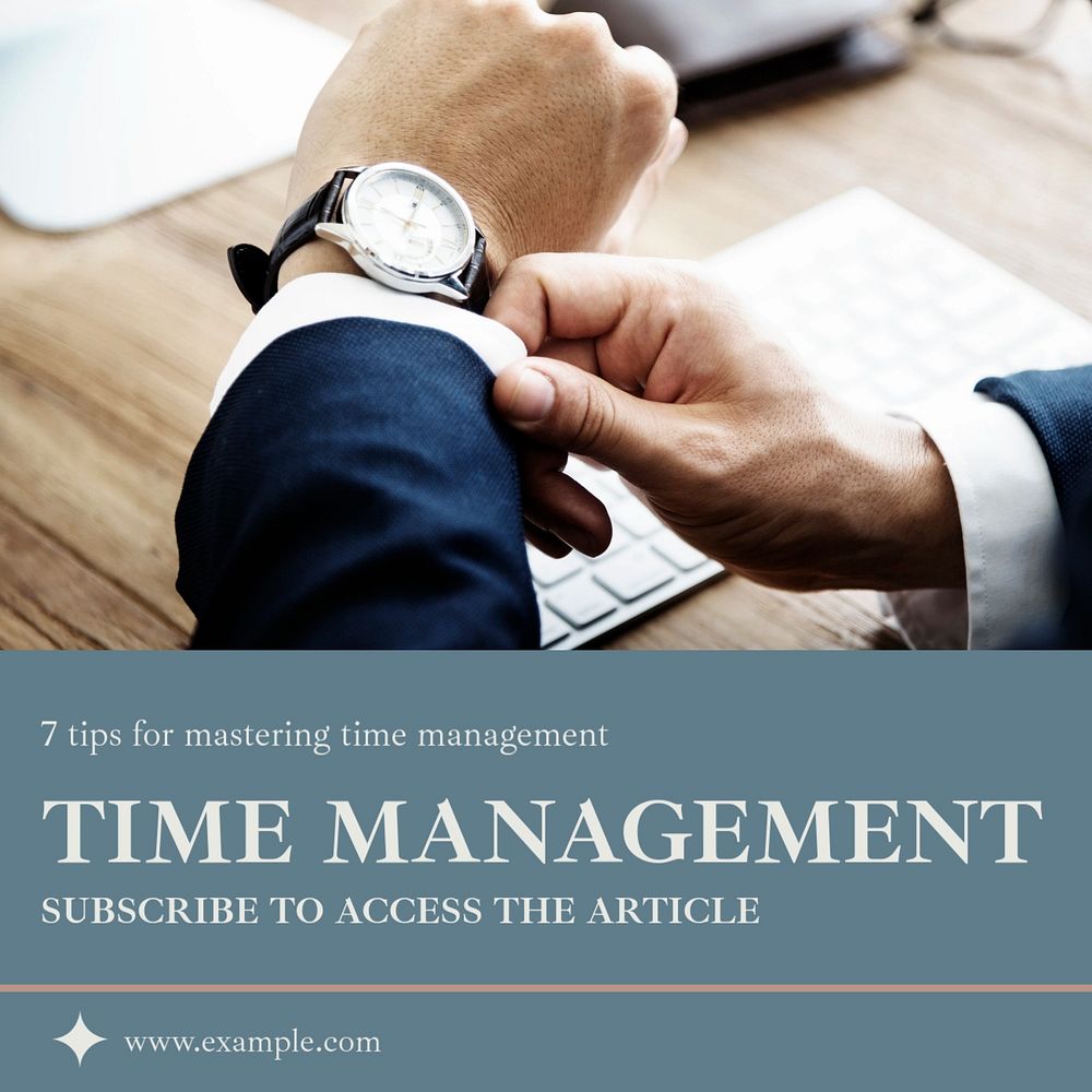 Time management Instagram post template, editable text