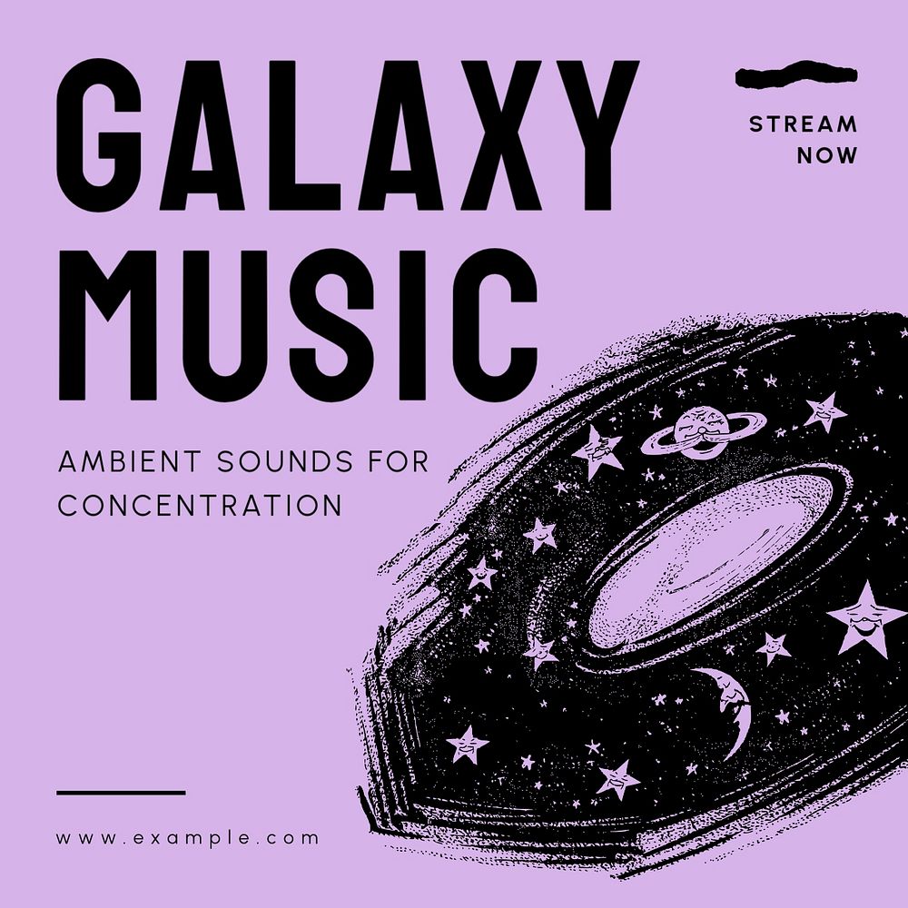 Galaxy music Instagram post template, editable text