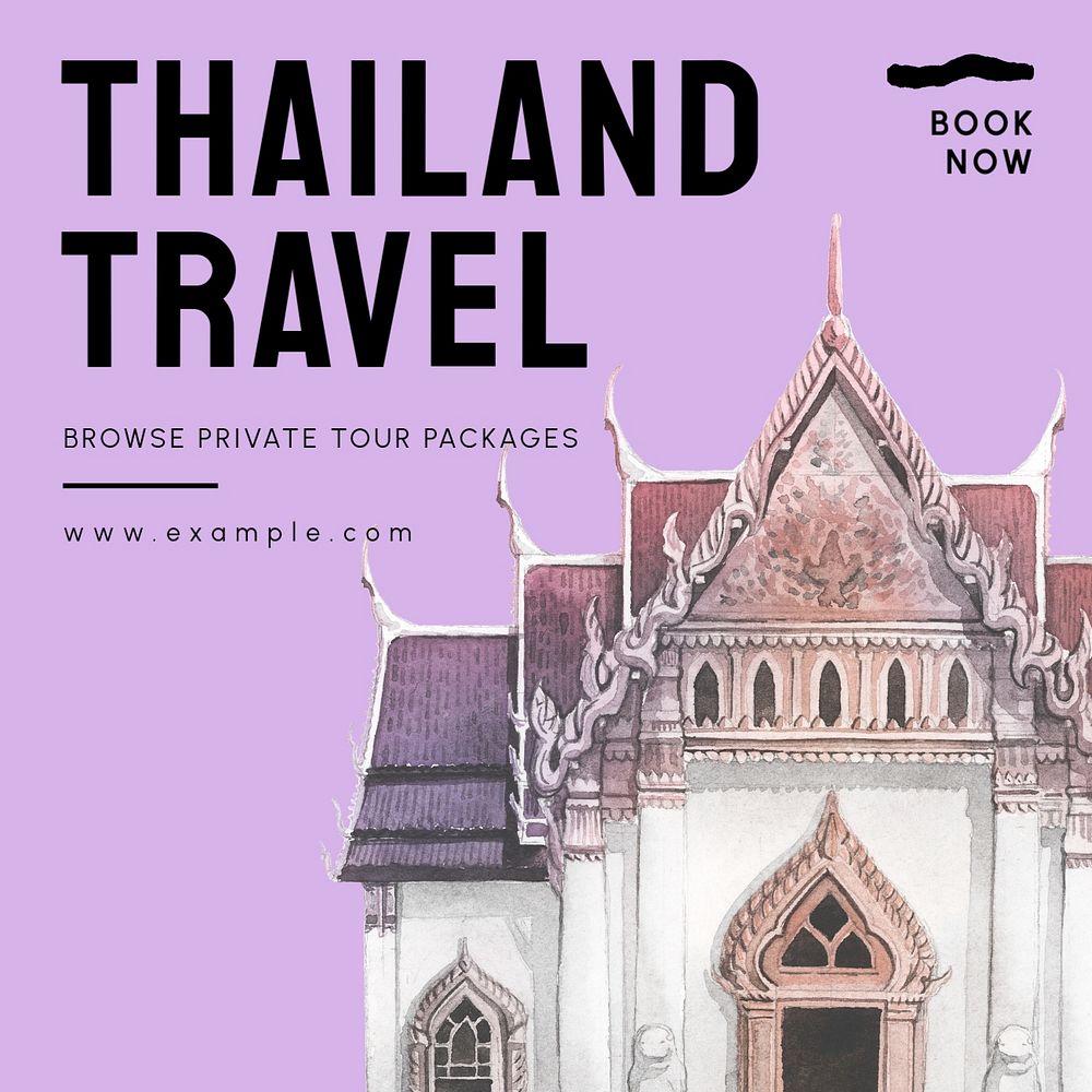 Thailand travel Instagram post template, editable text