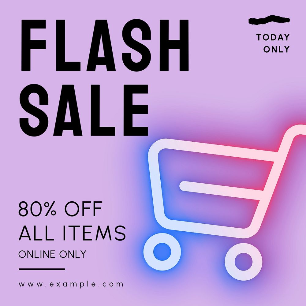 Flash sale Instagram post template, editable text