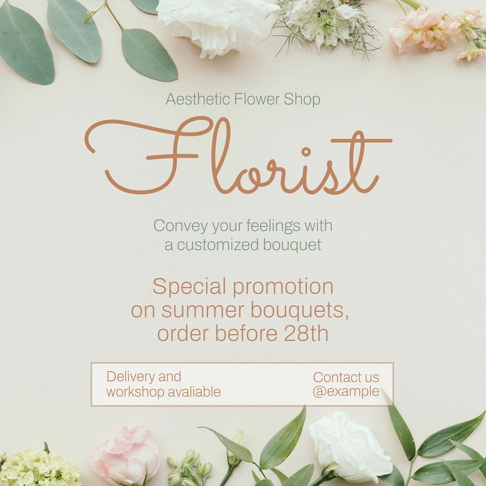 Florist Instagram post template, editable text