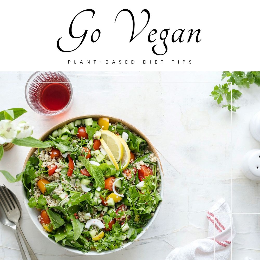 Plant-based vegan diet Instagram post template, editable text