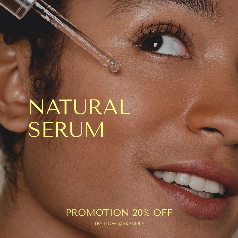 Natural serum Instagram post template, editable text