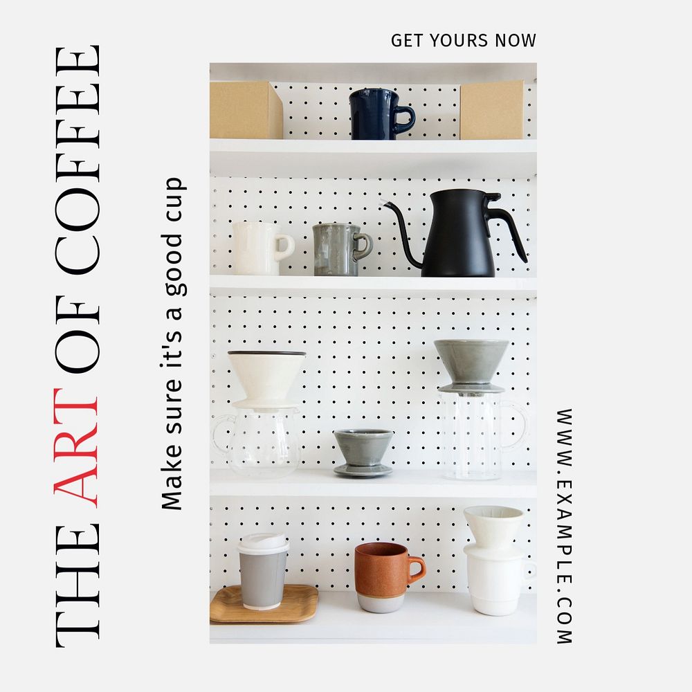 Art of coffee Instagram post template, editable text