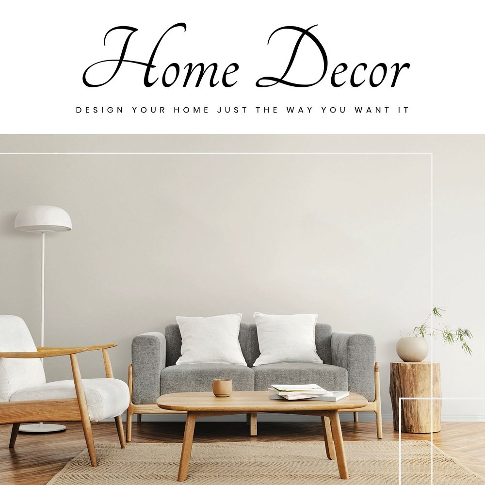 Home decor Instagram post template, editable text