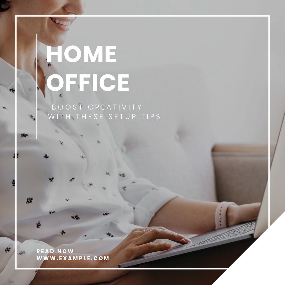 Home office Instagram post template, editable text