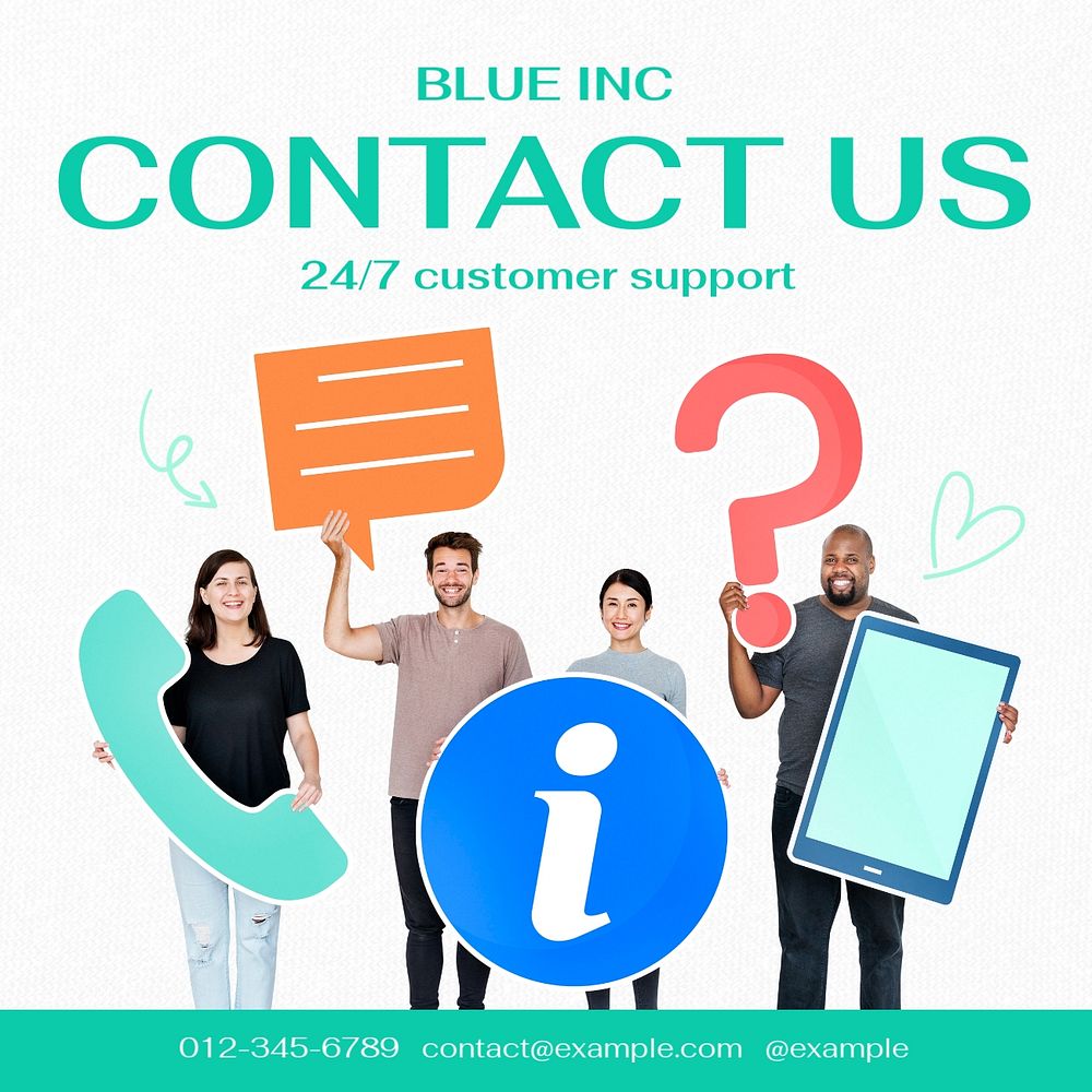 Contact us Instagram post template, editable text