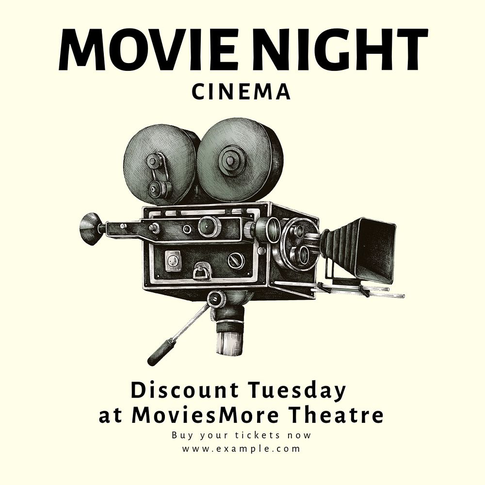 Movie night Instagram post template, editable text