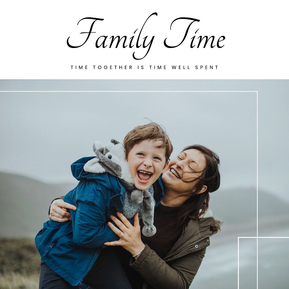 Family time Instagram post template, editable text