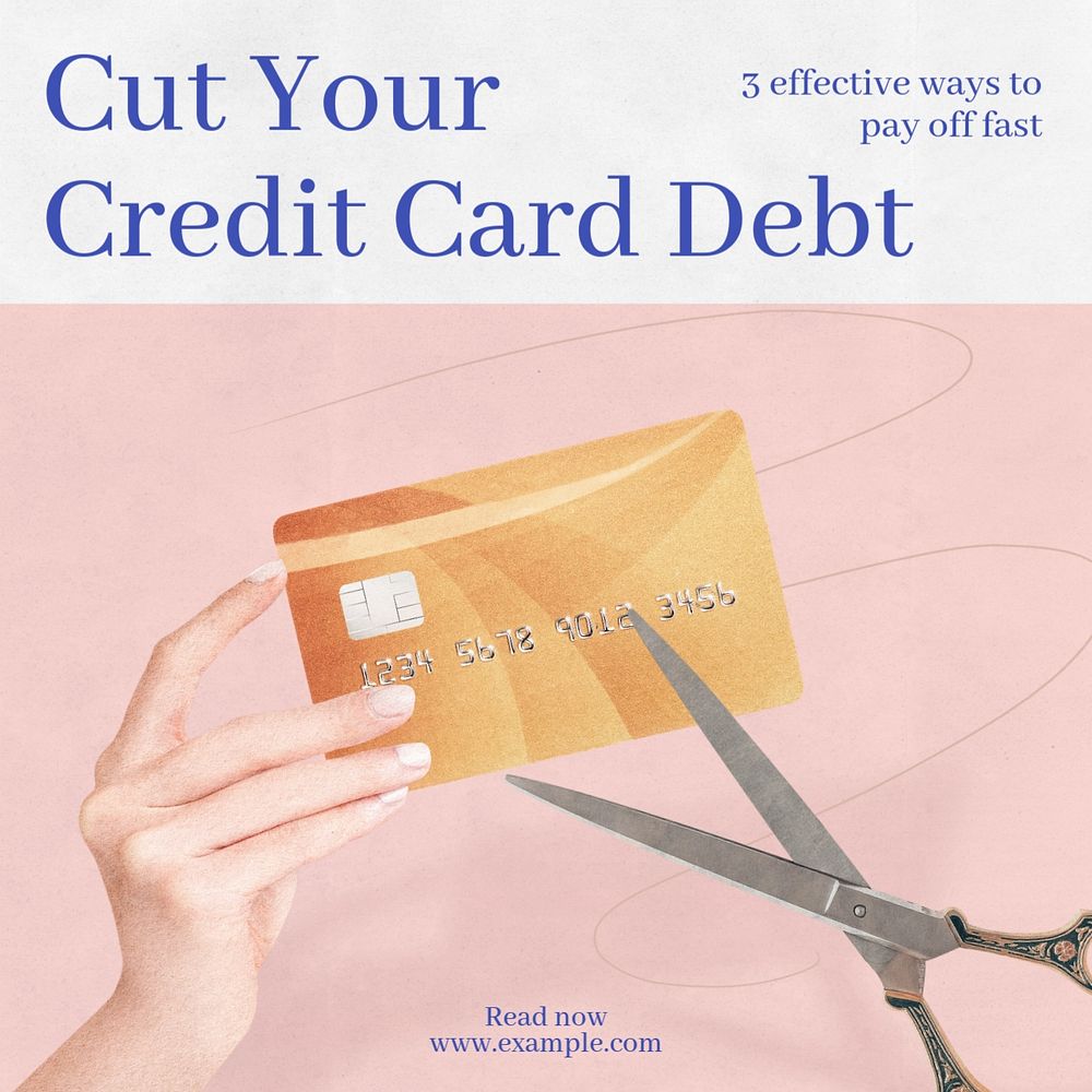 Credit card debt Instagram post template, editable text