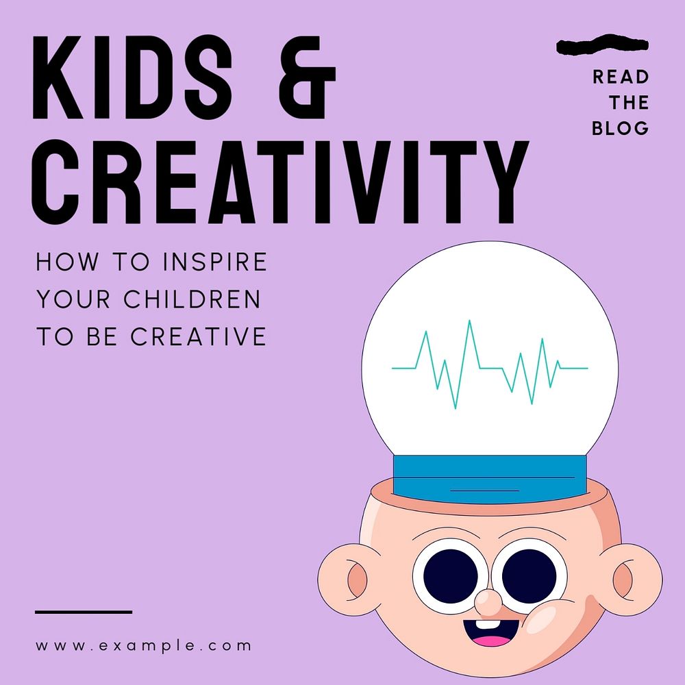 Kids & creativity Instagram post template, editable text