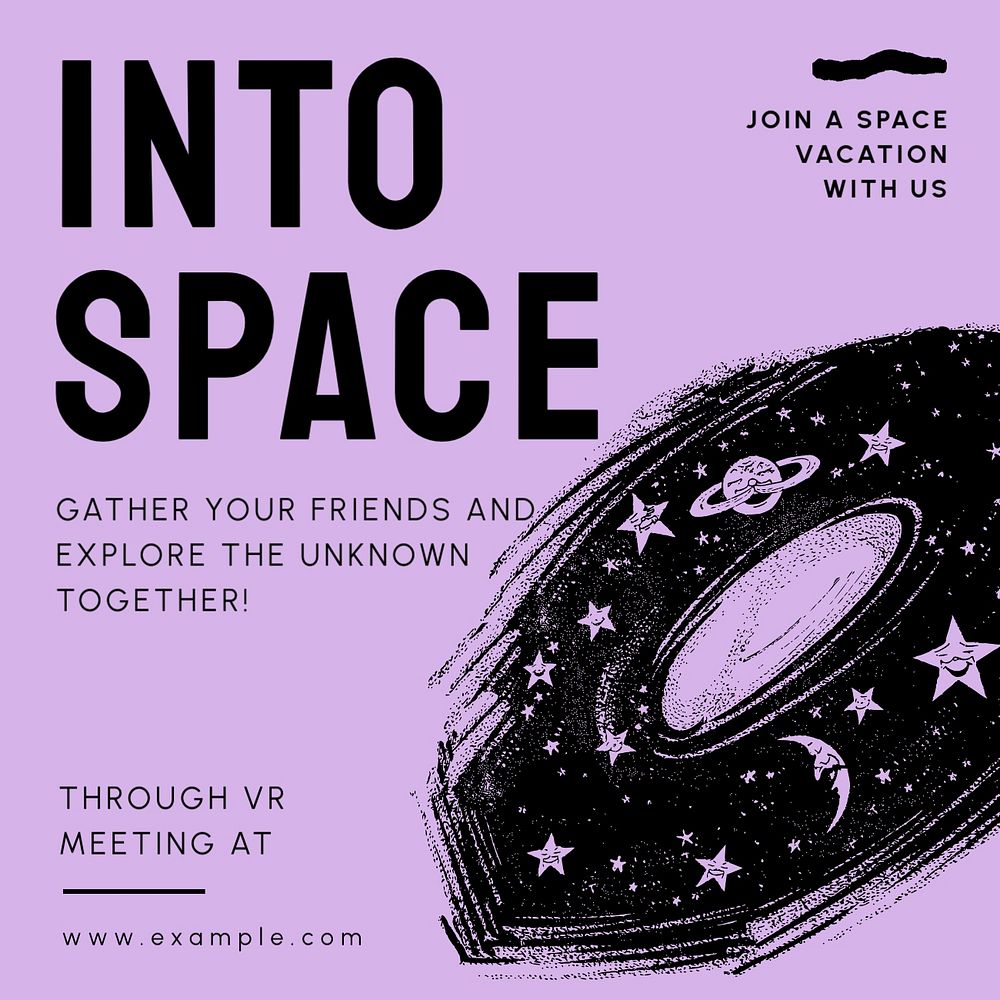 Into the space Instagram post template, editable text