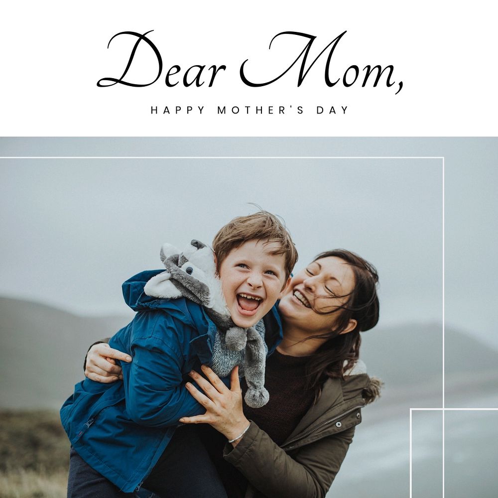 Dear mom Instagram post template, editable text