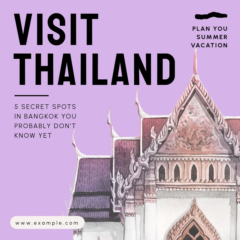 Visit Thailand Instagram post template, editable text