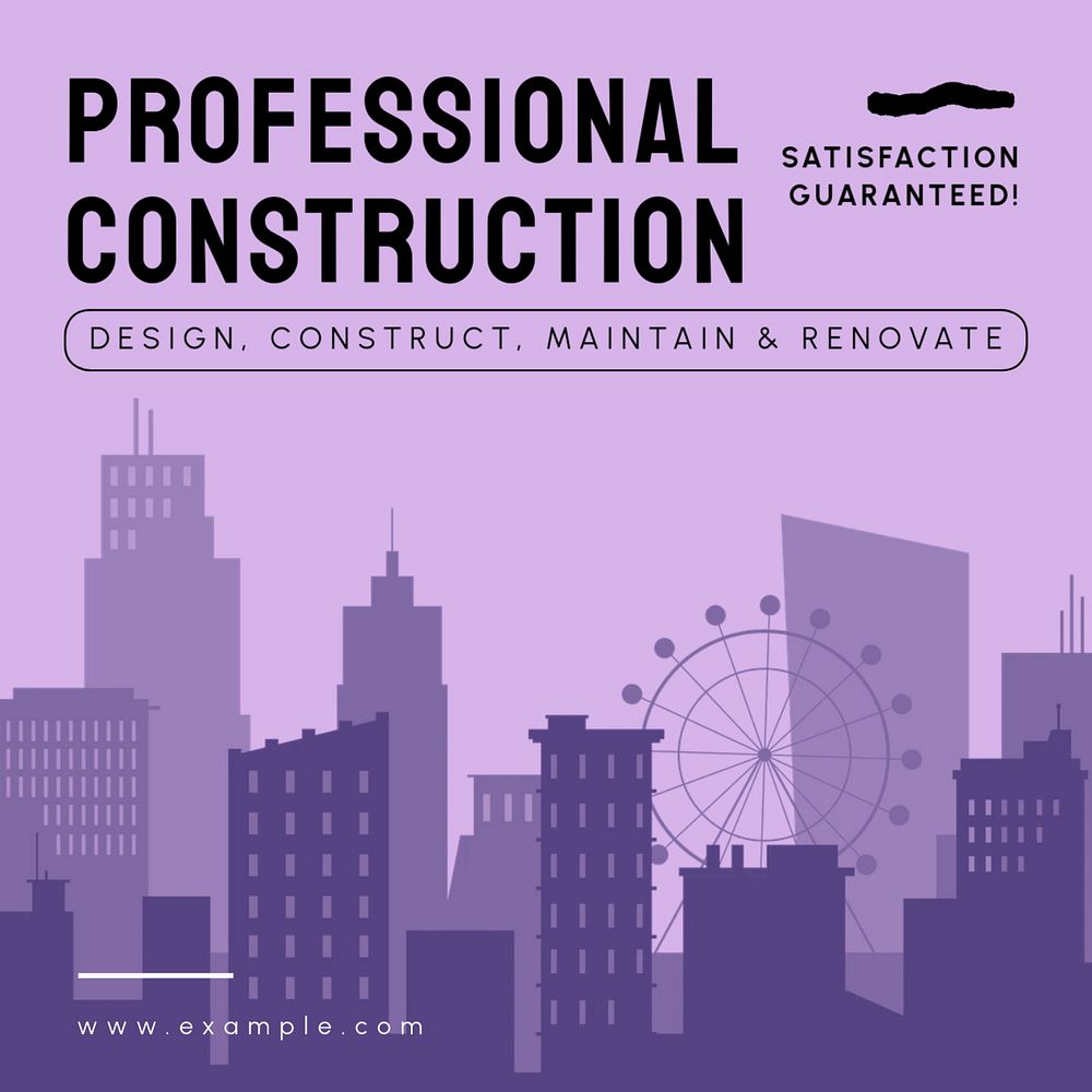 Professional construction Instagram post template, editable text