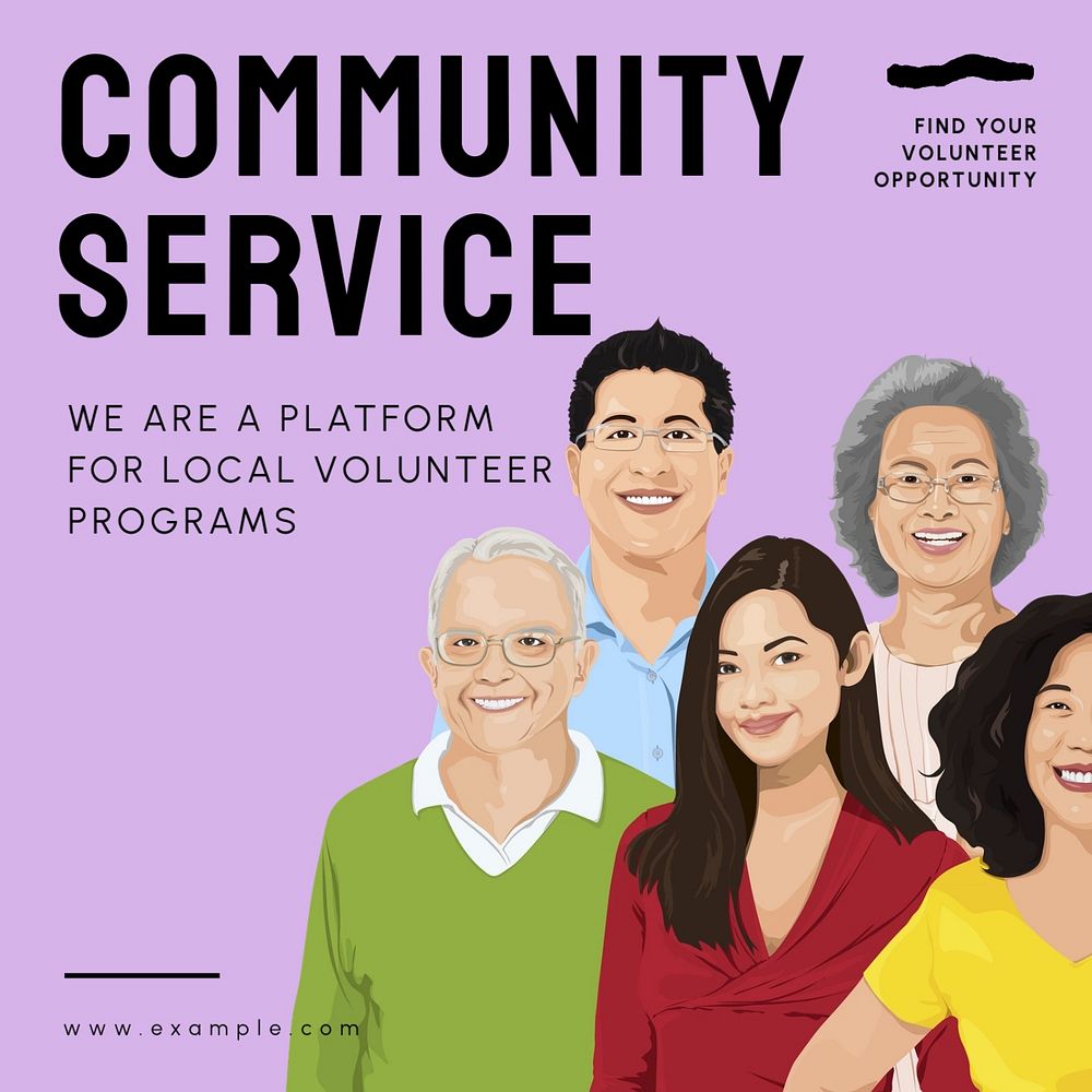 Community service Instagram post template, editable text