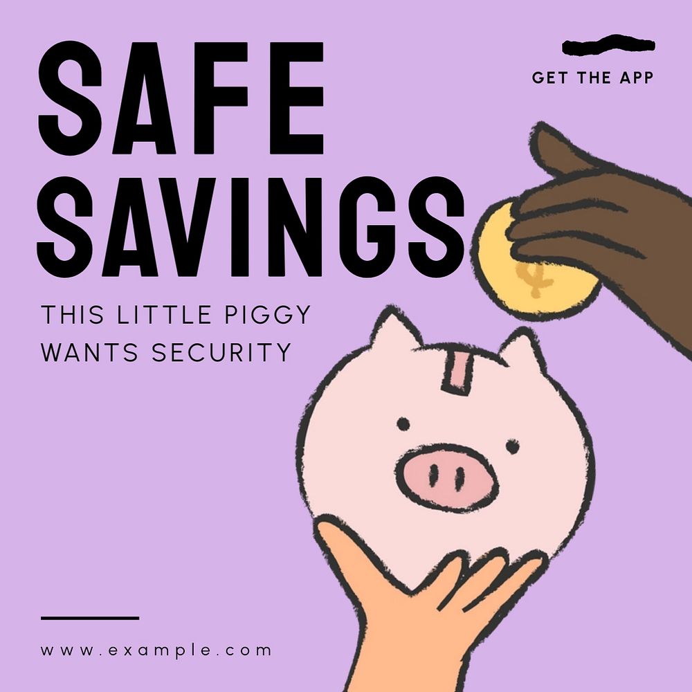 Savings Instagram post template, editable text