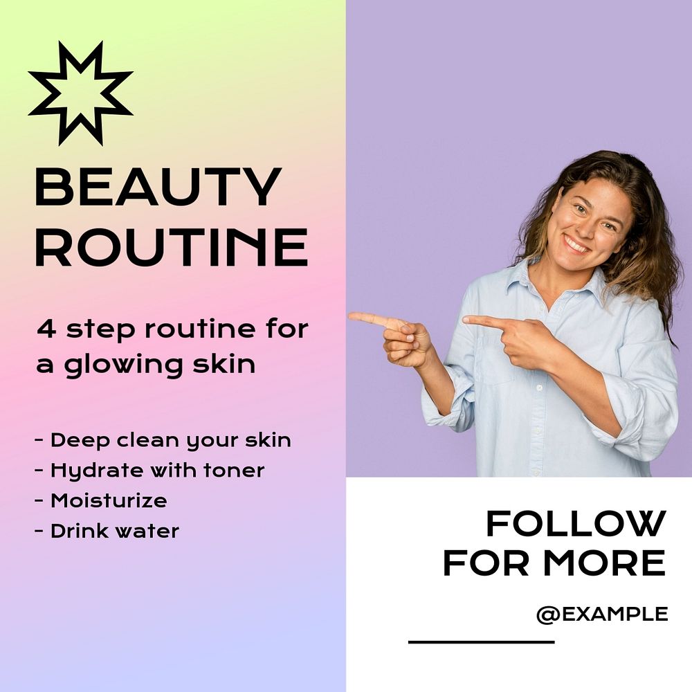 Beauty routine Instagram post template, editable text