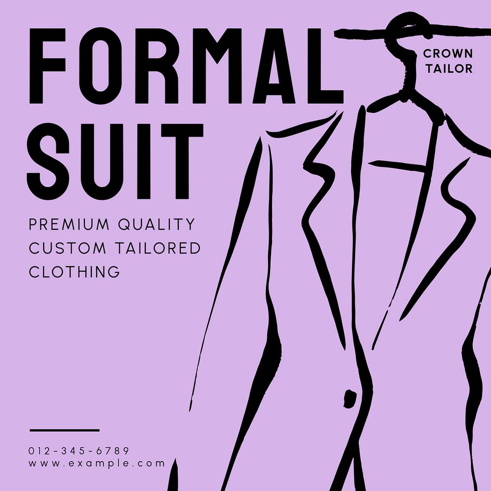 Formal suit Instagram post template, editable text