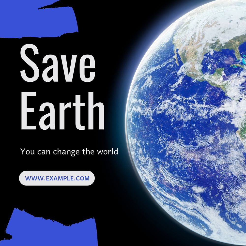 Save earth Instagram post template, editable text