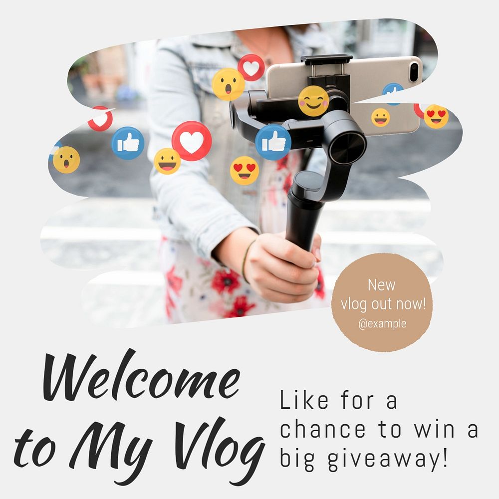 Welcome to my vlog Instagram post template, editable text