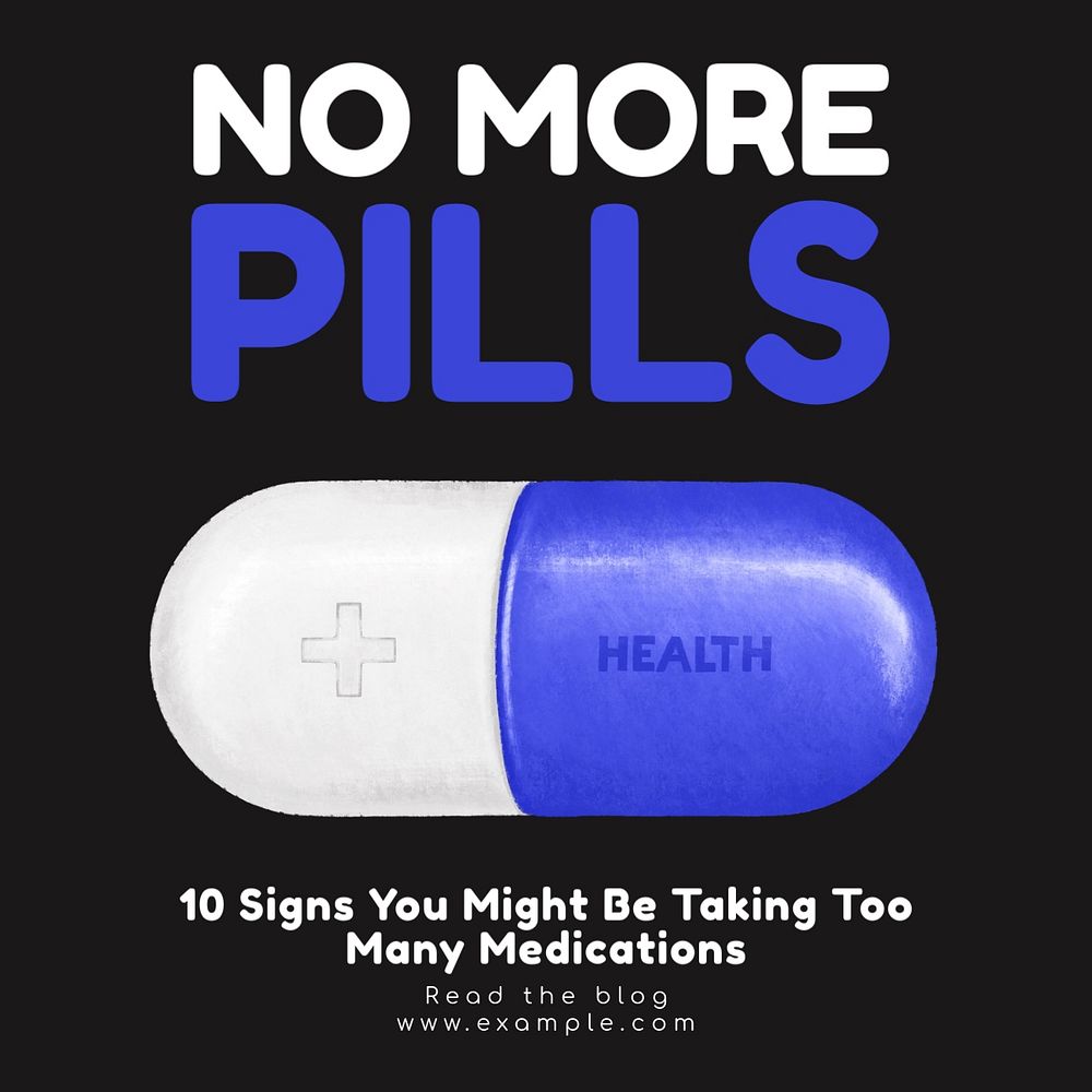 Pills & medication Instagram post template, editable text