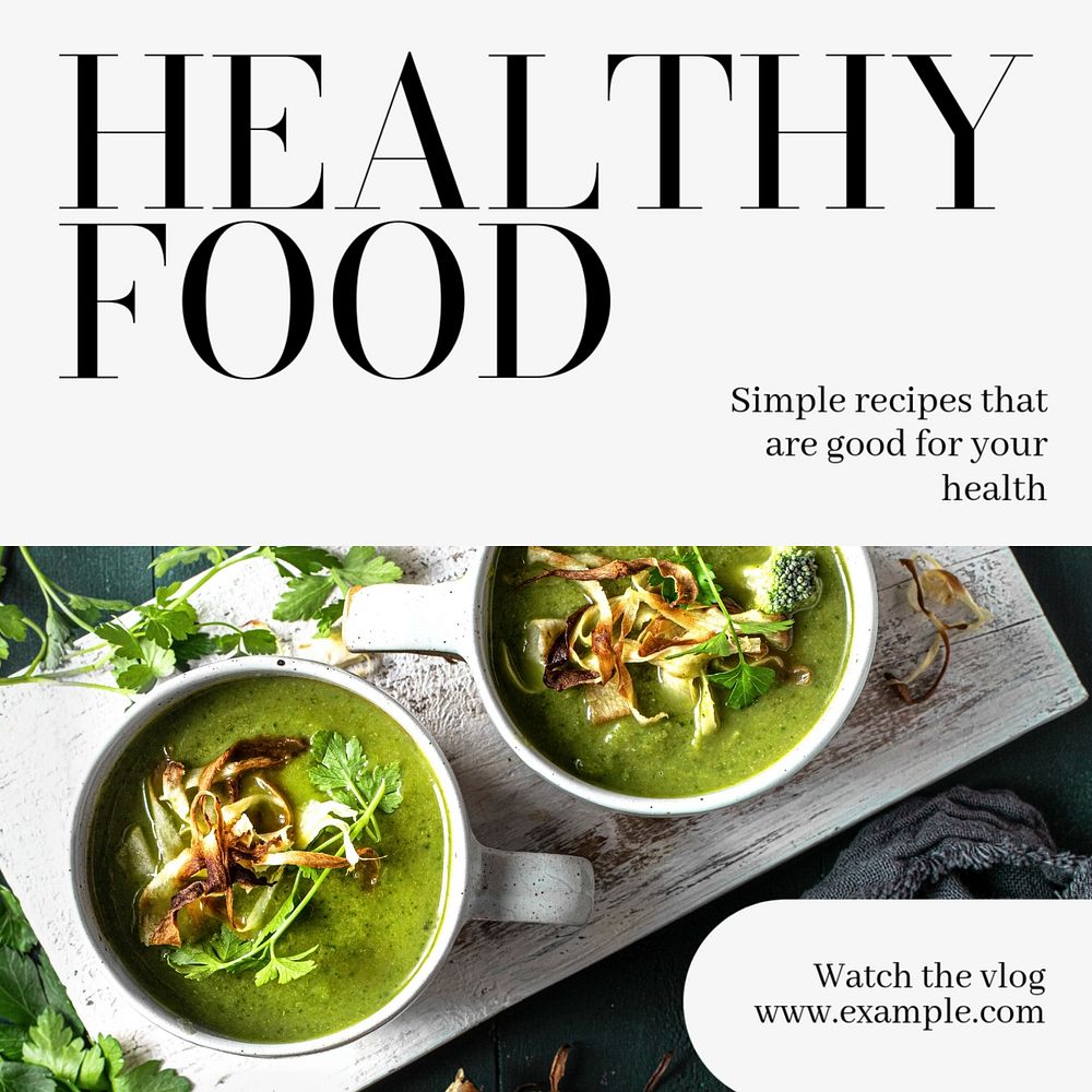 Healthy food Instagram post template, editable text