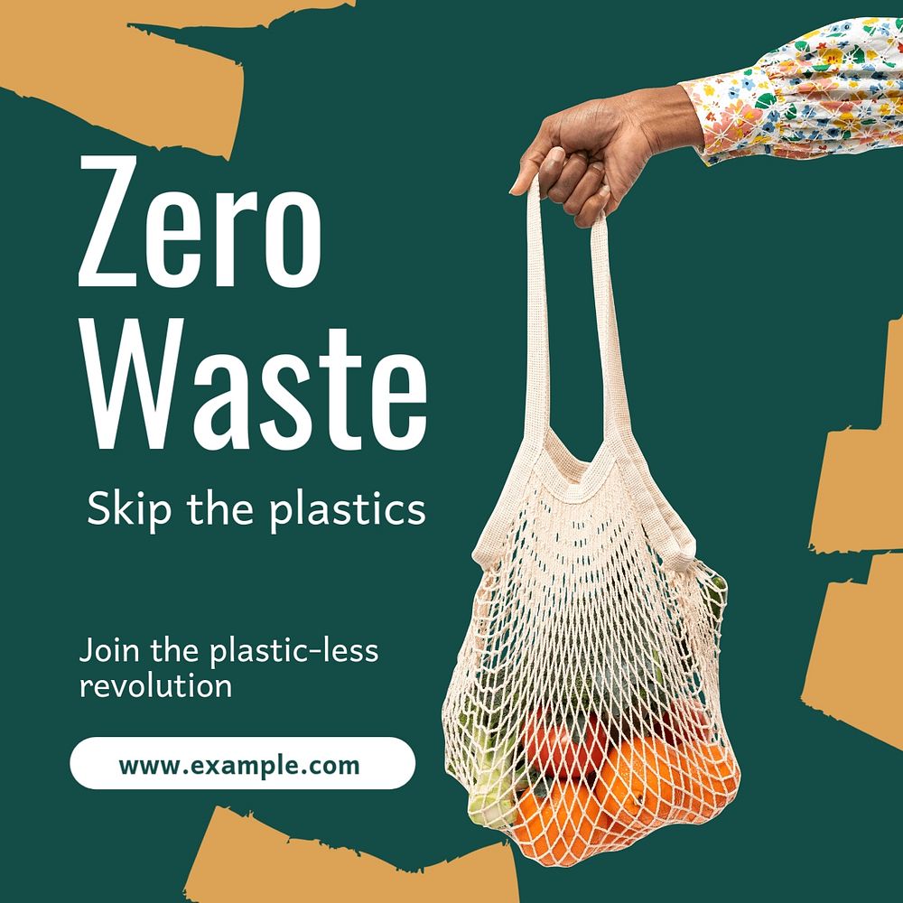 Zero waste living Instagram post template, editable text