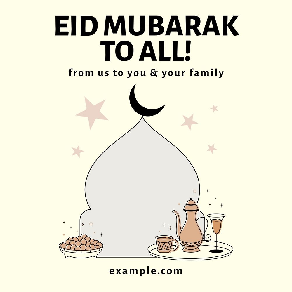 Eid Mubarak Instagram post template, editable text