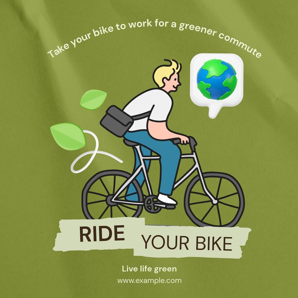 Ride your bike Instagram post template, editable text