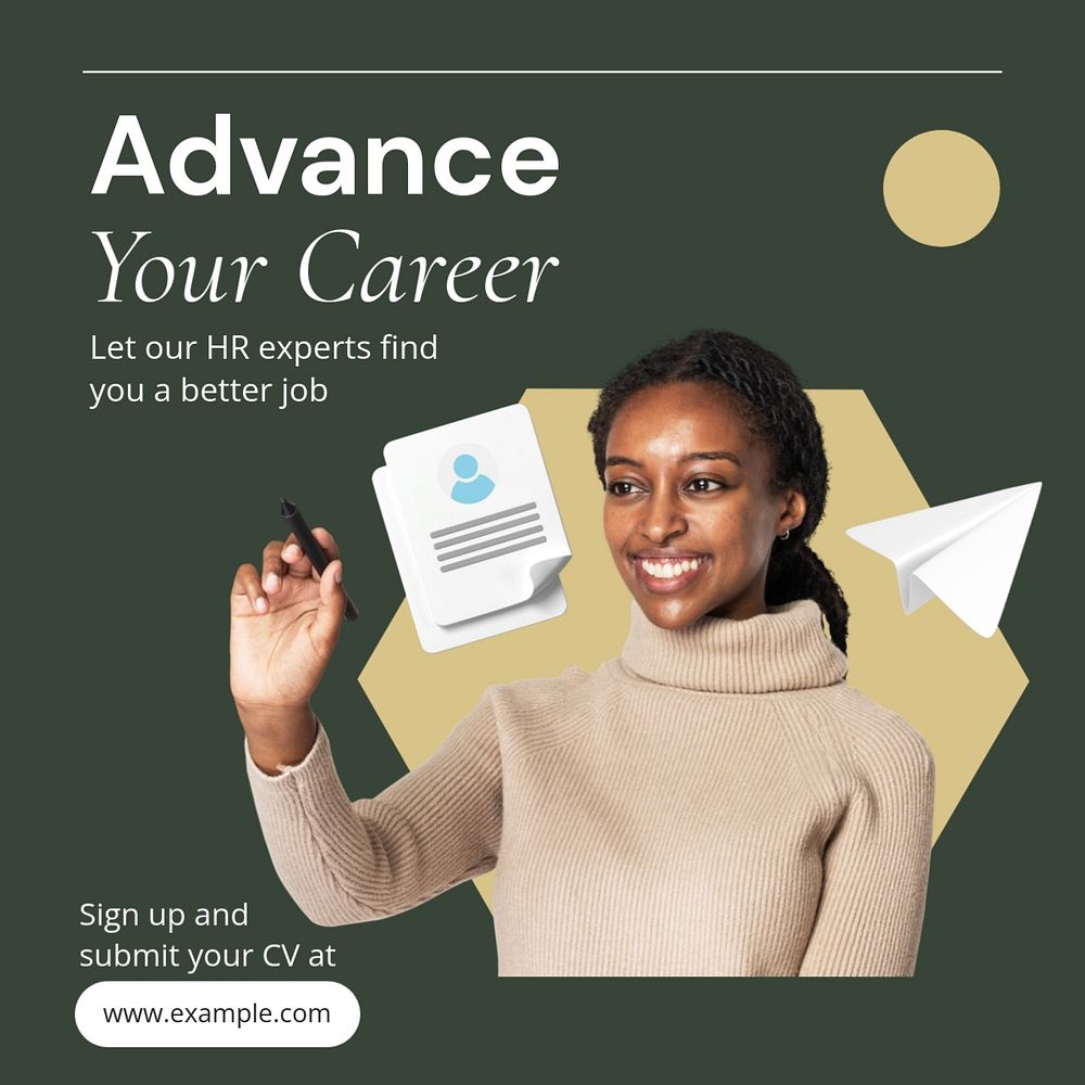 Advance your career Instagram post template, editable text