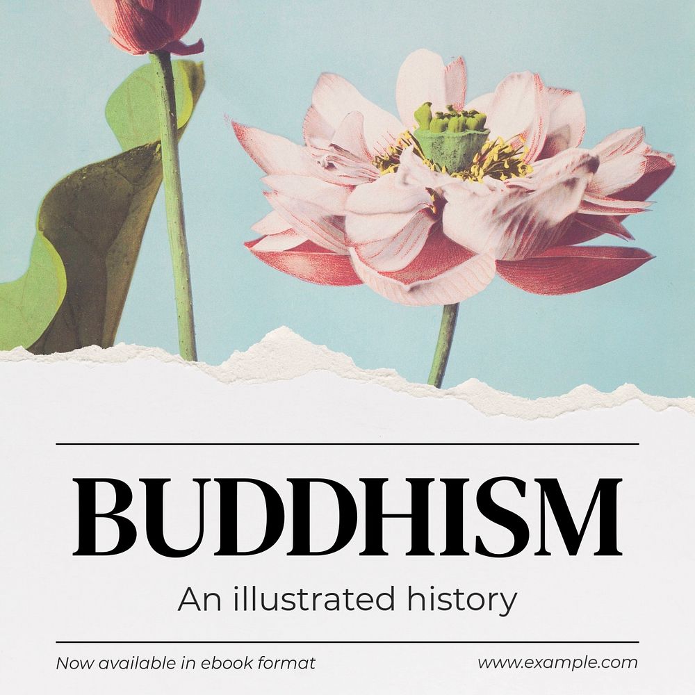 Buddhism history Instagram post template, editable text