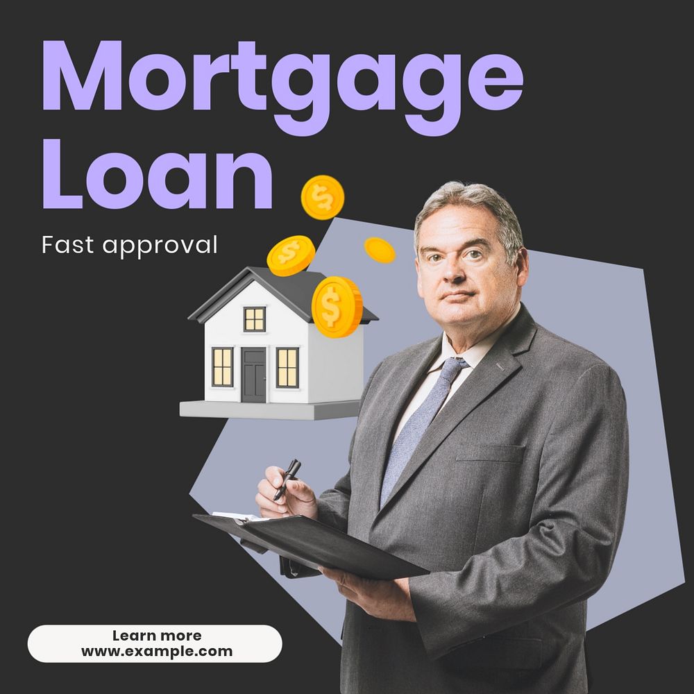 Mortgage loan Instagram post template, editable text