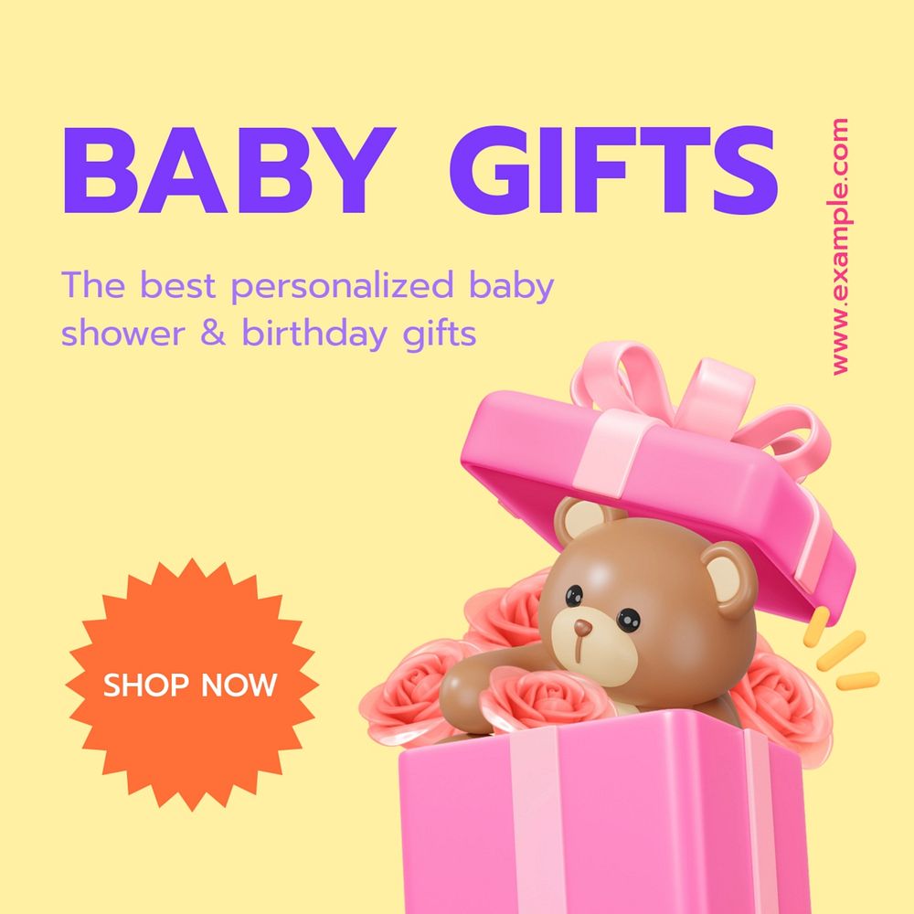 Baby gifts Instagram post template, editable text