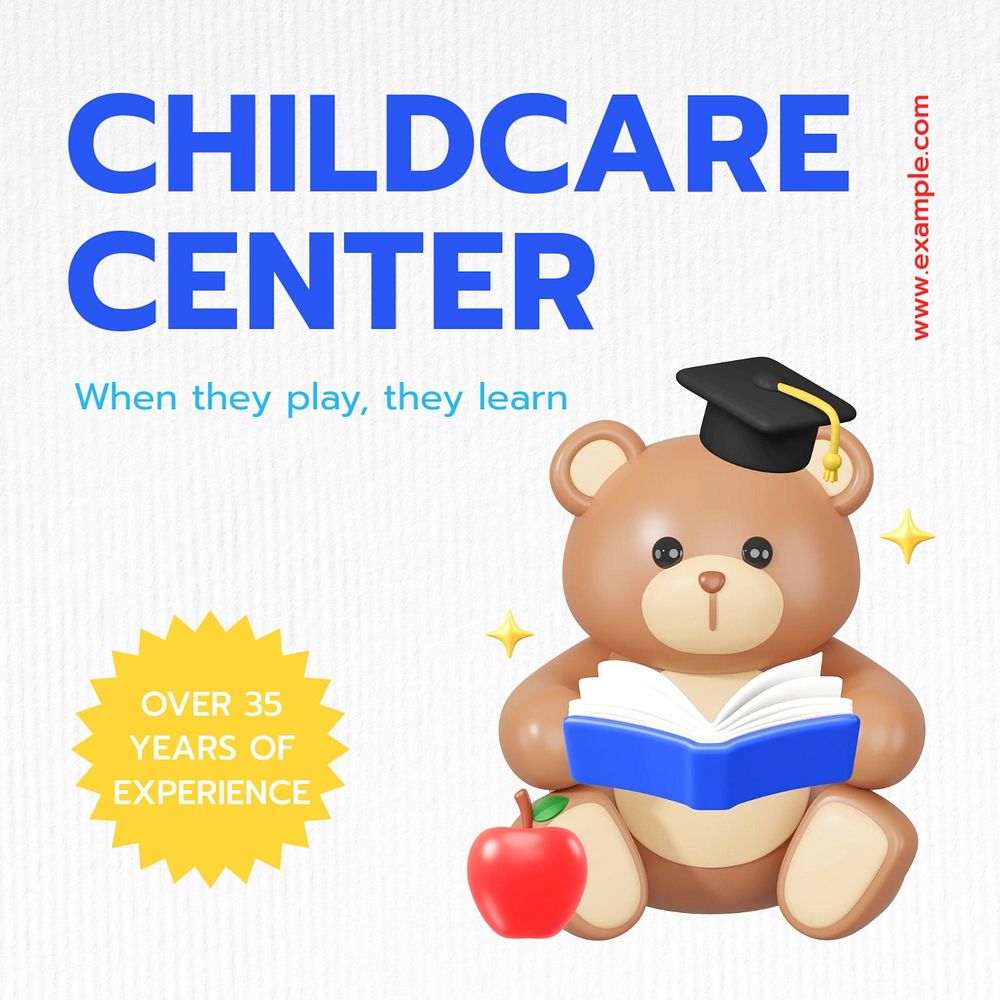 Childcare center Instagram post template, editable text