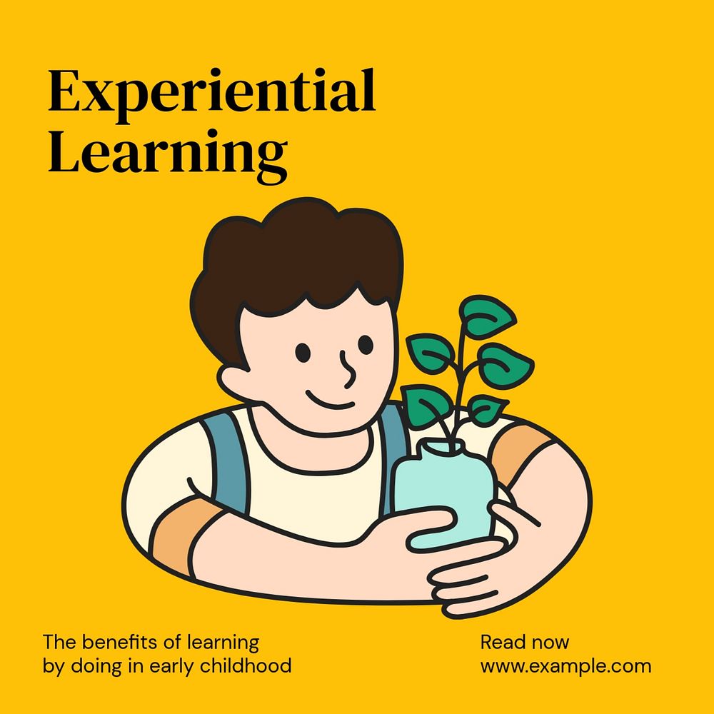 Experiential learning Instagram post template, editable text